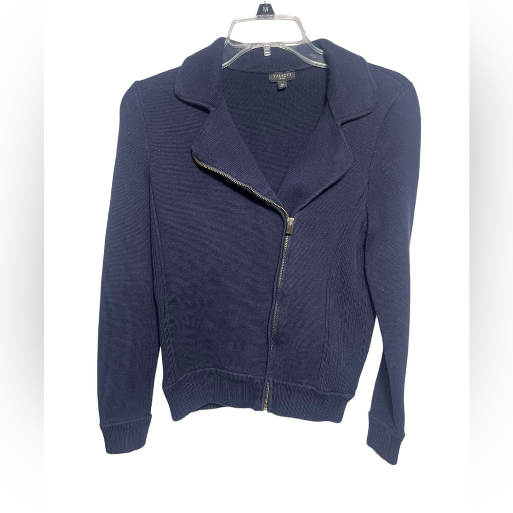 Talbots Sweater Blazer size small petite cute navy blue sweater blazer‎ 💙💙